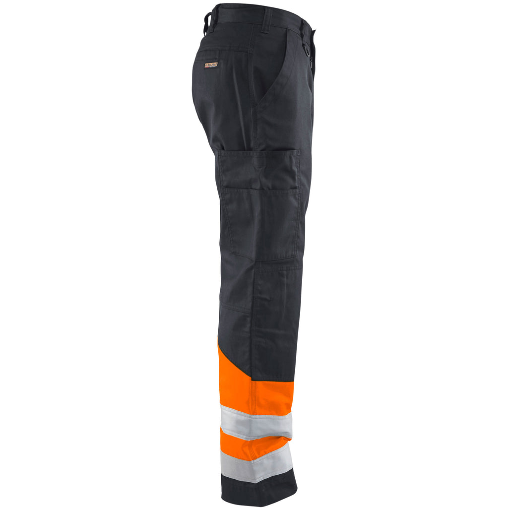 Blaklader 1564 Hi Vis Trousers Grey Hi Vis Orange Right