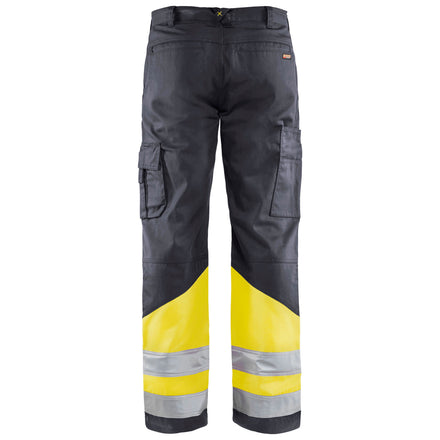 Blaklader 1564 Hi Vis Trousers Grey Hi Vis Yellow Back