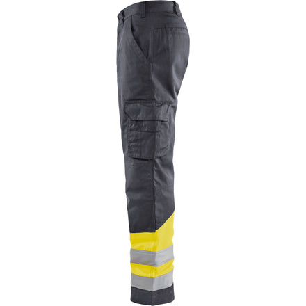 Blaklader 1564 Hi Vis Trousers Grey Hi Vis Yellow Left