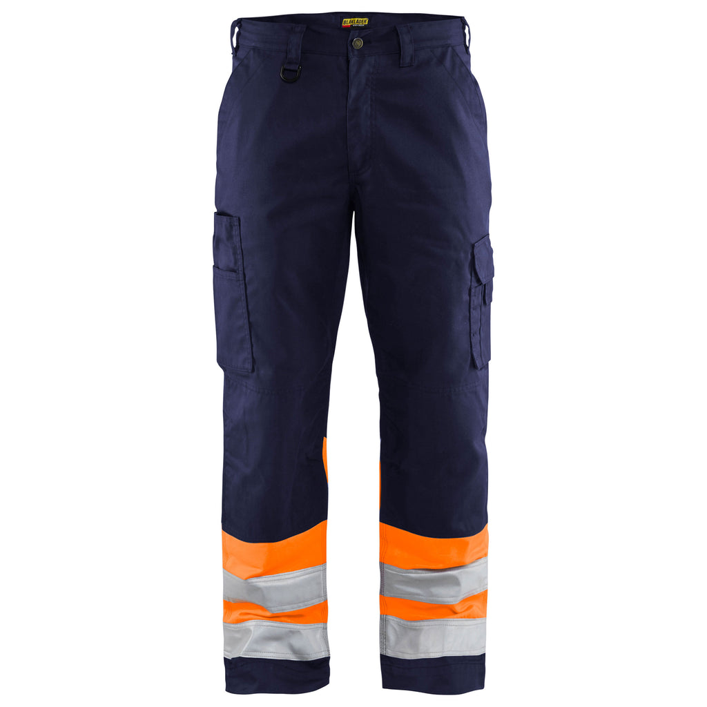 Blaklader 1564 Hi Vis Trousers Navy Blue Hi Vis Orange Main