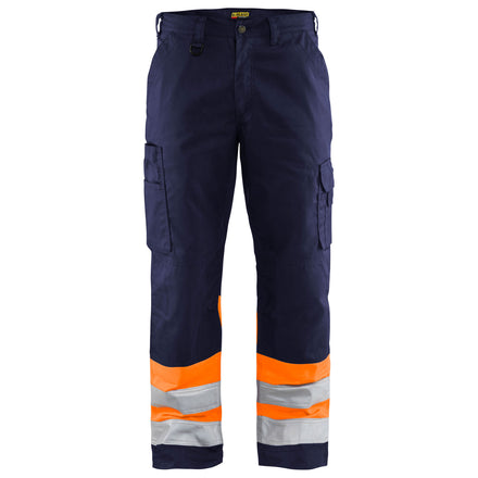 Blaklader 1564 Hi Vis Trousers Navy Blue Hi Vis Orange Main