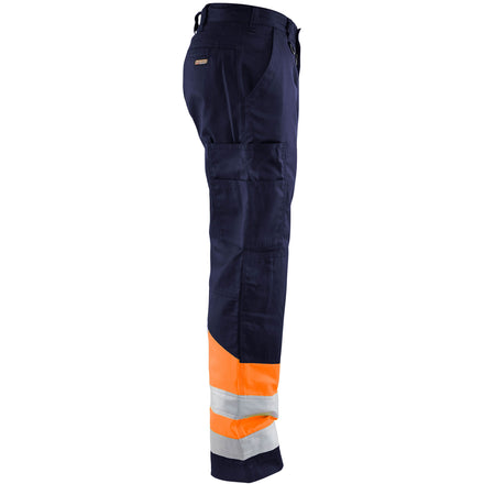 Blaklader 1564 Hi Vis Trousers Navy Blue Hi Vis Orange Right