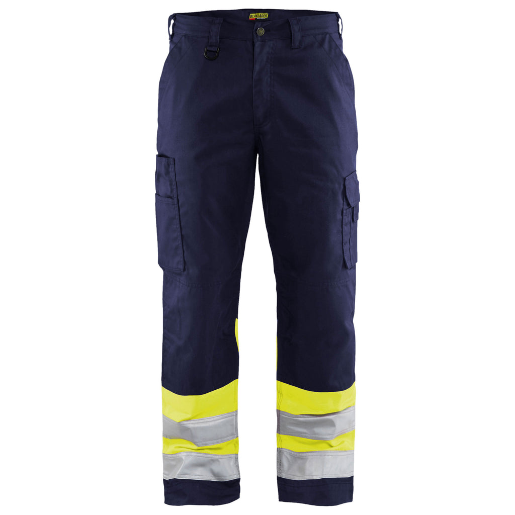 Blaklader 1564 Hi Vis Trousers Navy Blue Hi Vis Yellow Main