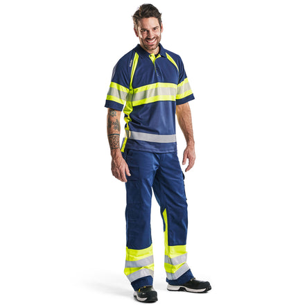 Blaklader 1564 Hi Vis Trousers Navy Blue Hi Vis Yellow Model