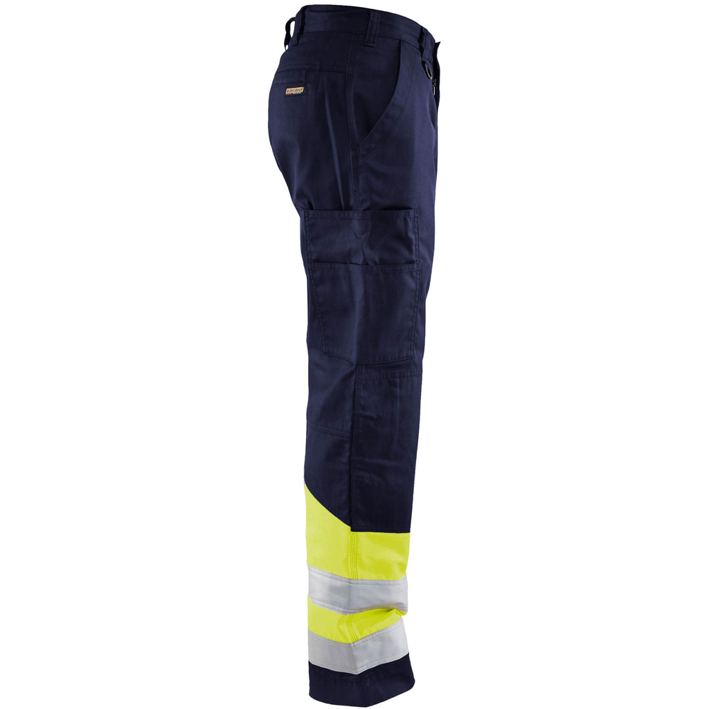 Blaklader 1564 Hi Vis Trousers Navy Blue Hi Vis Yellow Right