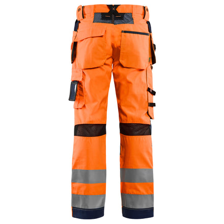 Blaklader 1565 Ventilated Hi Vis Trousers Hi Vis Orange Navy Blue Back