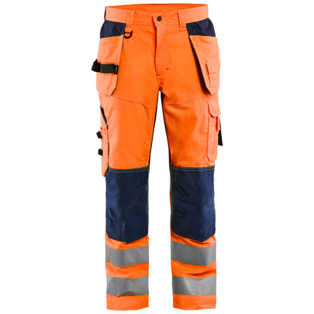 Blaklader 1565 Ventilated Hi Vis Trousers Hi Vis Orange Navy Blue Main