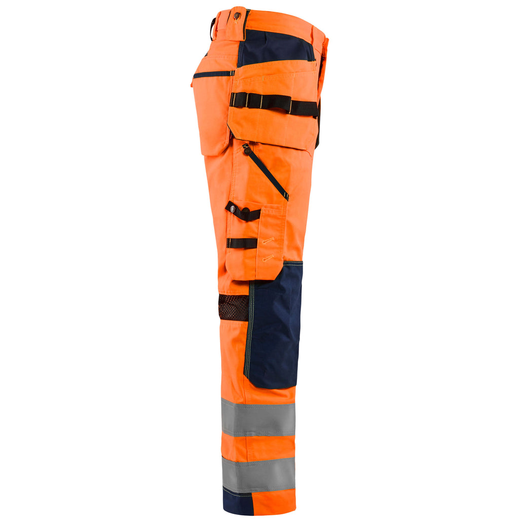 Blaklader 1565 Ventilated Hi Vis Trousers Hi Vis Orange Navy Blue Right