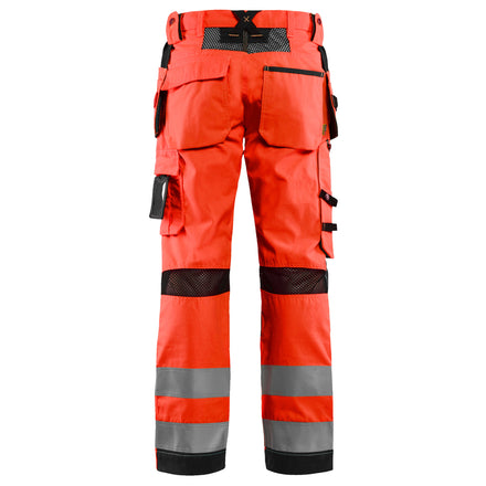 Blaklader 1565 Ventilated Hi Vis Trousers Hi Vis Red Black Back