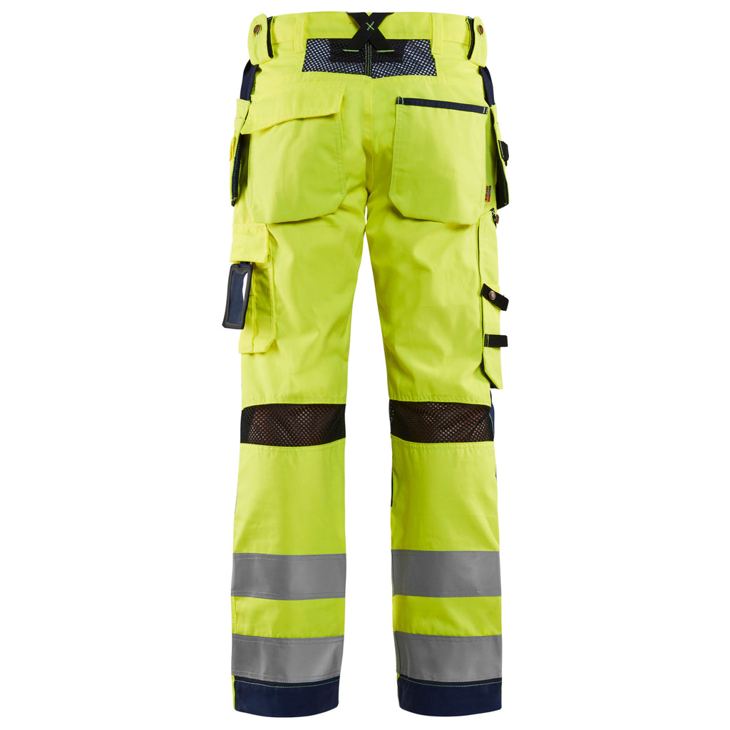 Blaklader 1565 Hi-Vis Yellow/Navy Blue Ventilated Trousers With Holster Pockets