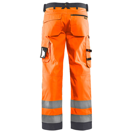 Blaklader 1566 Hi Vis Trousers Without Nail Pockets Hi Vis Orange Grey Back