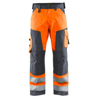 Blaklader 1566 Hi Vis Trousers Without Nail Pockets Hi Vis Orange Grey Main