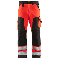 Blaklader 1566 Hi Vis Trousers Without Nail Pockets Hi Vis Red Black Main