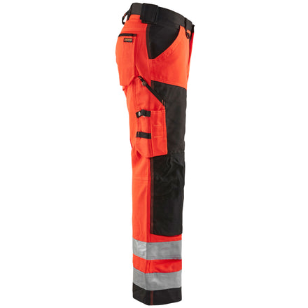 Blaklader 1566 Hi Vis Trousers Without Nail Pockets Hi Vis Red Black Right