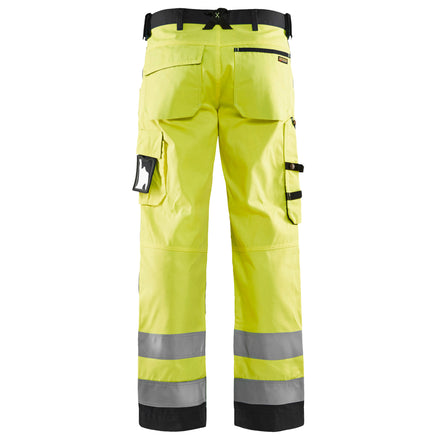 Blaklader 1566 Hi Vis Trousers Without Nail Pockets Hi Vis Yellow Black Back