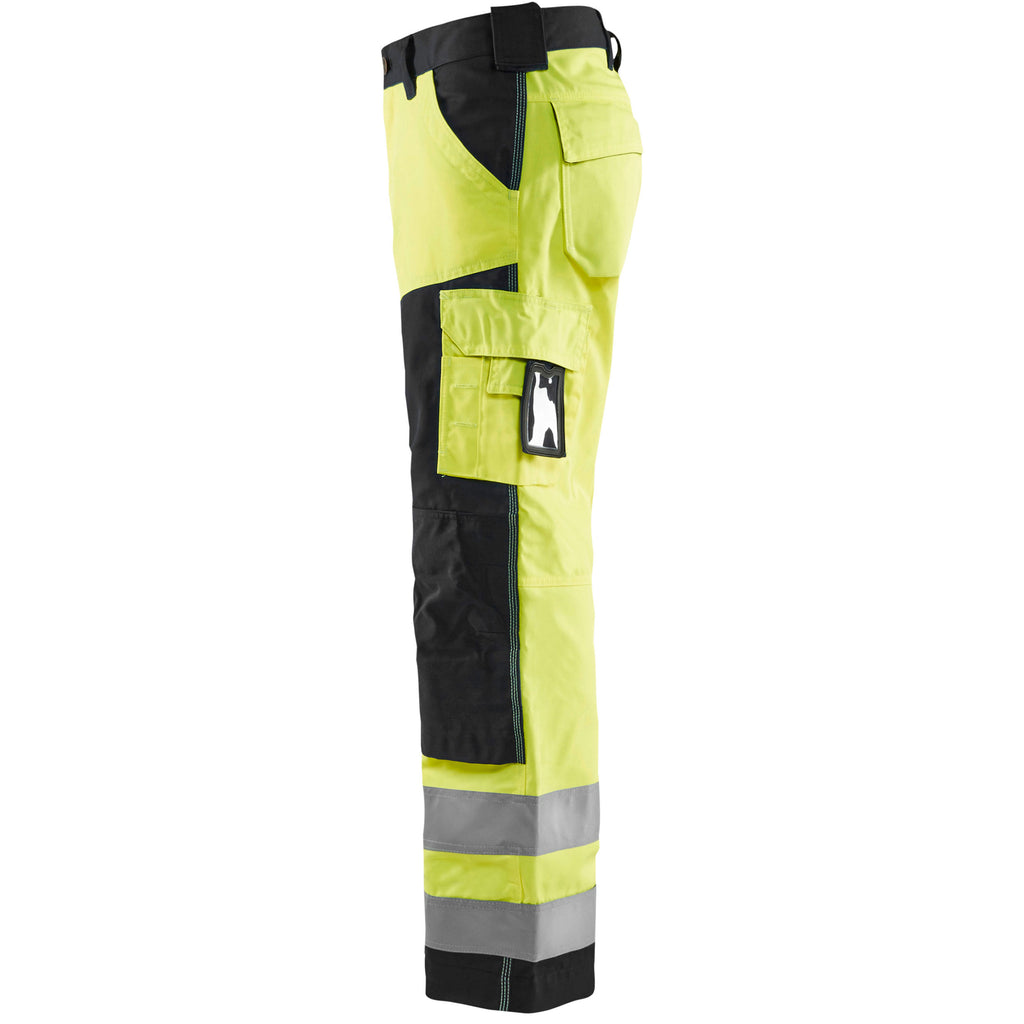 Blaklader 1566 Hi Vis Trousers Without Nail Pockets Hi Vis Yellow Black Left