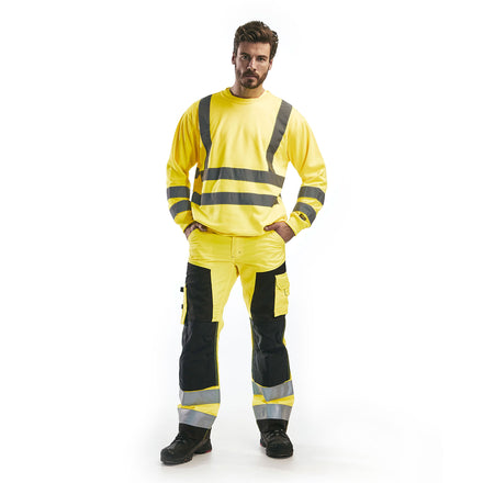 Blaklader 1566 Hi Vis Trousers Without Nail Pockets Hi Vis Yellow Black Model