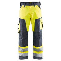 Blaklader 1566 Hi Vis Trousers Without Nail Pockets Hi Vis Yellow Grey Main