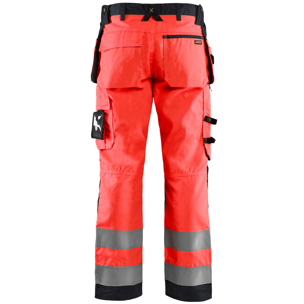 Blaklader 1568 Hi Vis Craftsman Trousers Hi Vis Red Black Back