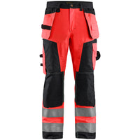 Blaklader 1568 Hi Vis Craftsman Trousers Hi Vis Red Black Main