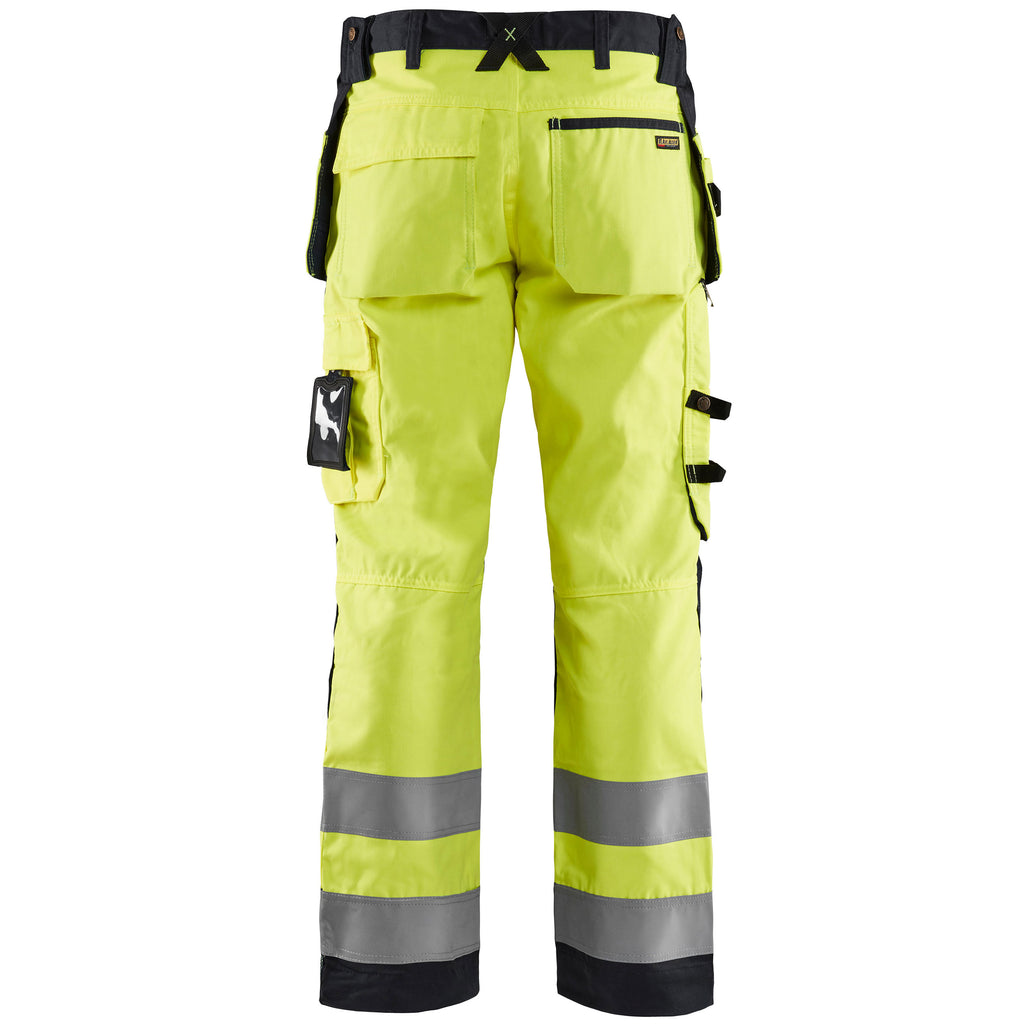 Blaklader 1568 Hi Vis Craftsman Trousers Hi Vis Yellow Black Back