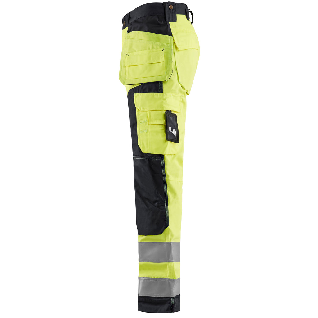 Blaklader 1568 Hi Vis Craftsman Trousers Hi Vis Yellow Black Left