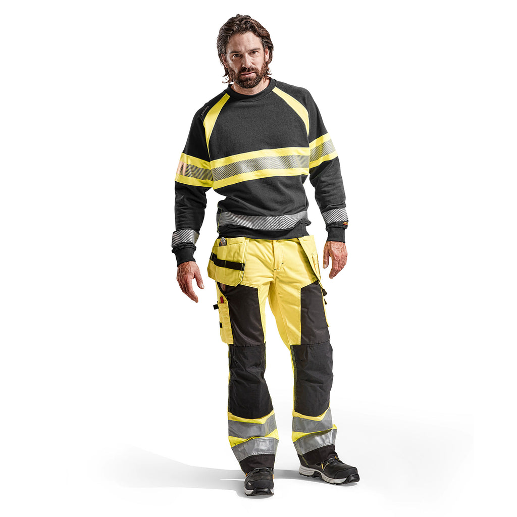 Blaklader 1568 Hi Vis Craftsman Trousers Hi Vis Yellow Black Model