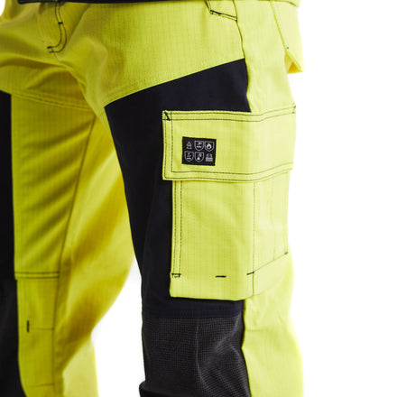 Blaklader 1578 Multinorm Craftsman Trousers Hi Vis Yellow Navy Blue Feature 1
