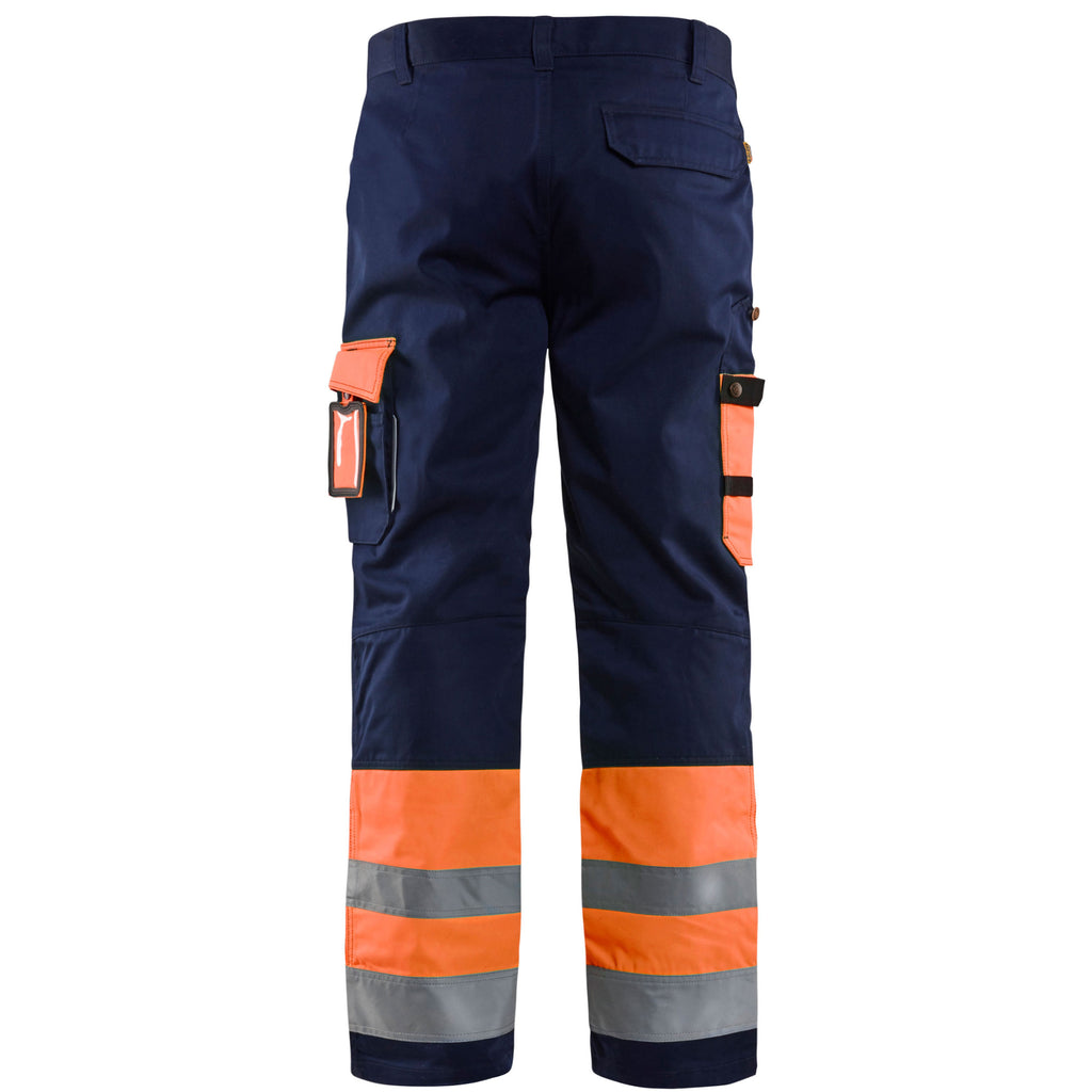 Blaklader 1584 Hi Vis Trousers Hi Vis Orange Navy Blue Back