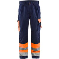 Blaklader 1584 Hi Vis Trousers Hi Vis Orange Navy Blue Main