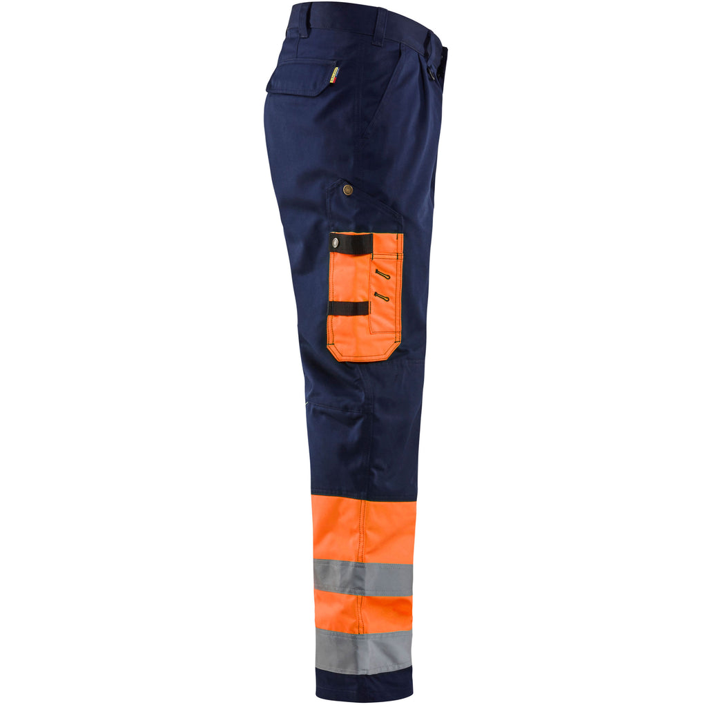 Blaklader 1584 Hi Vis Trousers Hi Vis Orange Navy Blue Right