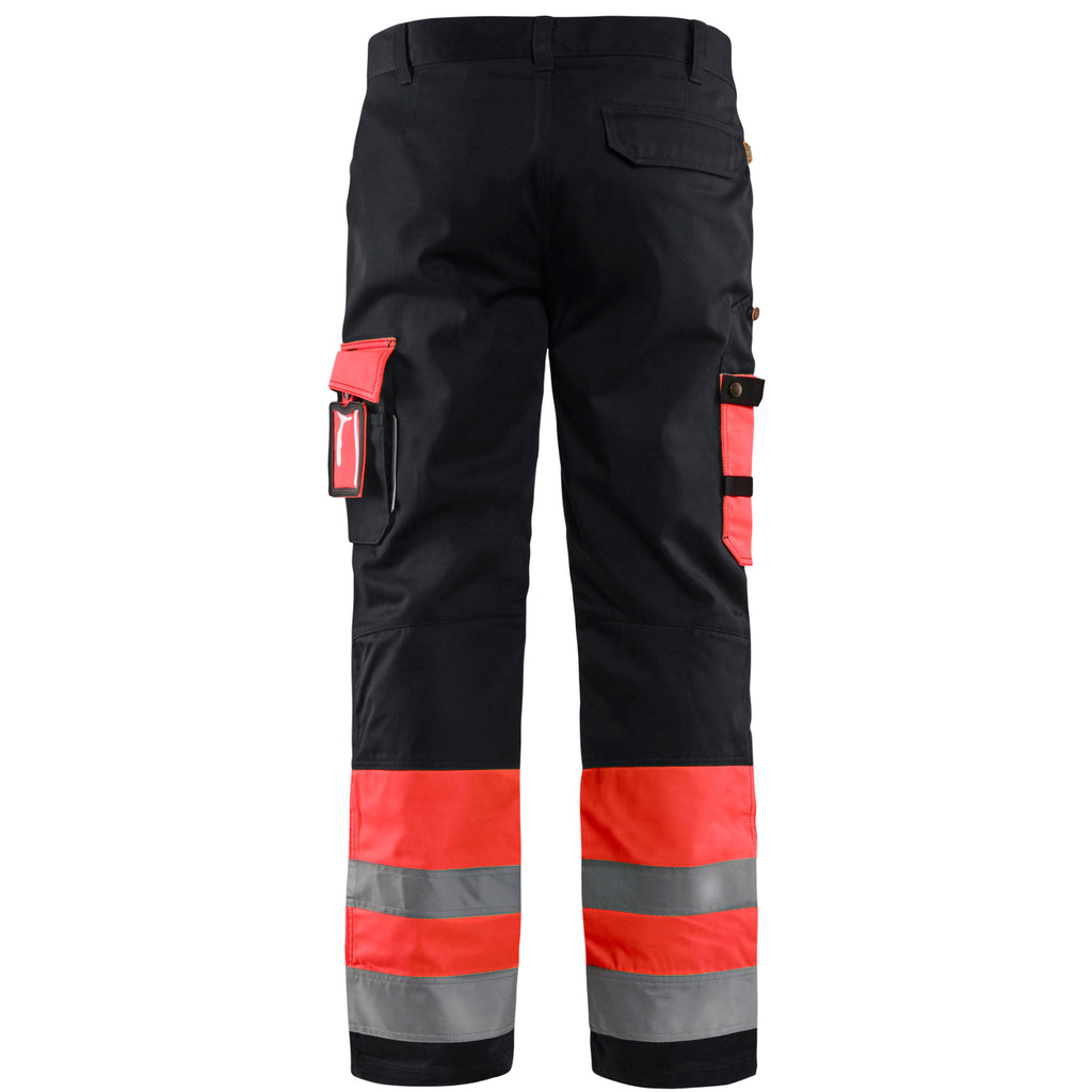 Blaklader 1584 Hi Vis Trousers Hi Vis Red Black Back