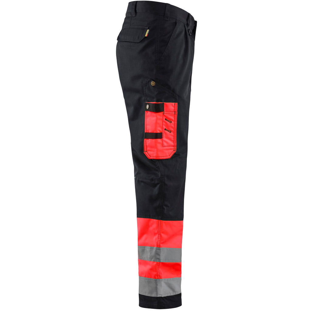 Blaklader 1584 Hi Vis Trousers Hi Vis Red Black Right