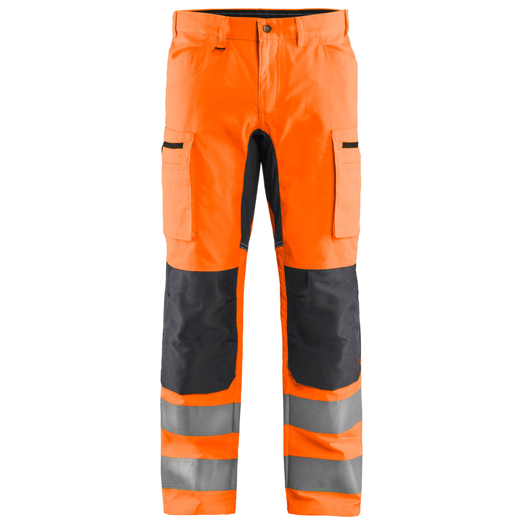 Blaklader 1585 Hi Vis Trousers With Stretch Hi Vis Orange Grey Main