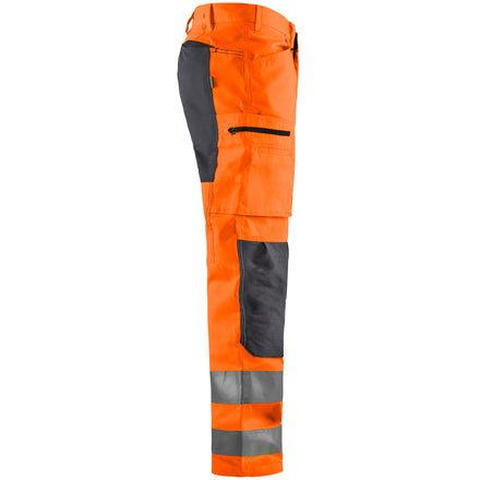 Blaklader 1585 Hi Vis Trousers With Stretch Hi Vis Orange Grey Right