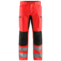 Blaklader 1585 Hi Vis Trousers With Stretch Hi Vis Red Black Main