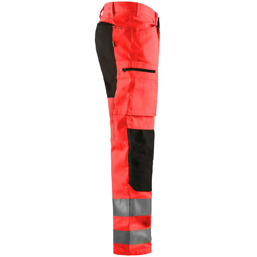 Blaklader 1585 Hi Vis Trousers With Stretch Hi Vis Red Black Right