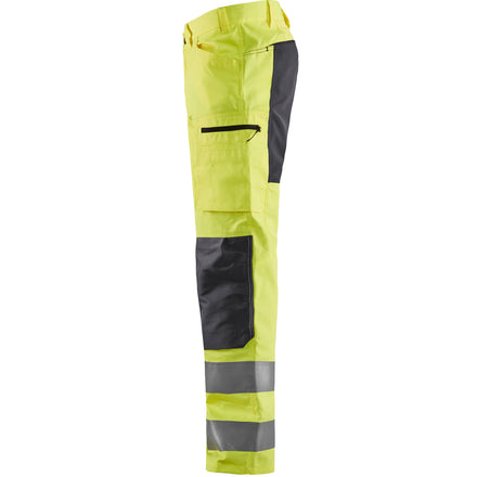 Blaklader 1585 Hi Vis Trousers With Stretch Hi Vis Yellow Grey Left