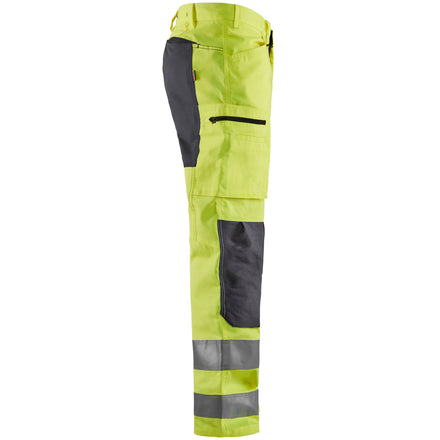 Blaklader 1585 Hi Vis Trousers With Stretch Hi Vis Yellow Grey Right