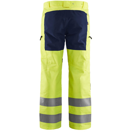 Blaklader 1585 Hi Vis Trousers With Stretch Hi Vis Yellow Navy Blue Back