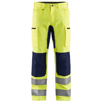 Blaklader 1585 Hi Vis Trousers With Stretch Hi Vis Yellow Navy Blue Main