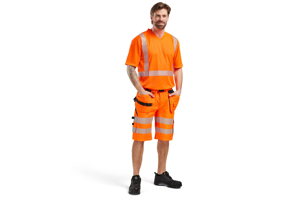Blaklader 1586 Hi-Vis Red Shorts With Stretch