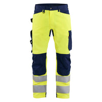 Blaklader 1703 Hi Vis Trousers Hi Vis Yellow Navy Blue Front