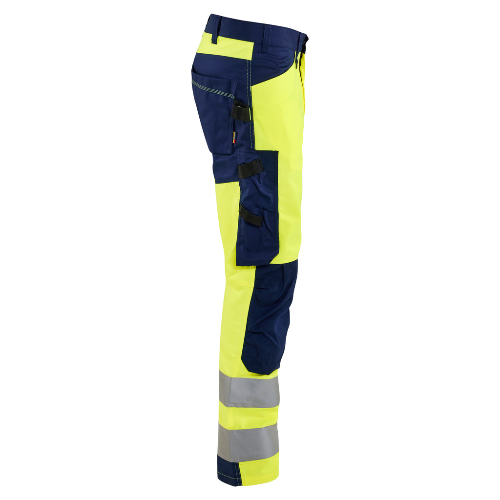 Blaklader 1703 Hi Vis Trousers Hi Vis Yellow Navy Blue Right