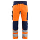 Blaklader 1703 Hi Vis Trousers Orange Navy Blue Front