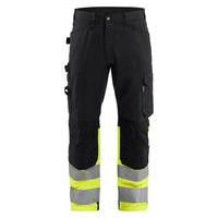 Blaklader 1708 Hi Vis Trouser Black Hi Vis Yellow Front