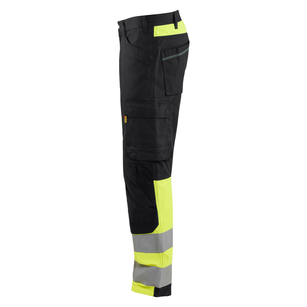 Blaklader 1708 Hi Vis Trouser Black Hi Vis Yellow Left