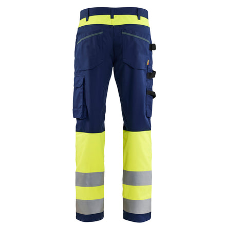 Blaklader 1708 Hi Vis Trouser Navy Blue Hi Vis Yellow Back