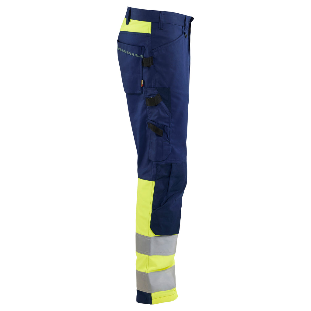 Blaklader 1708 Hi Vis Trouser Navy Blue Hi Vis Yellow Right