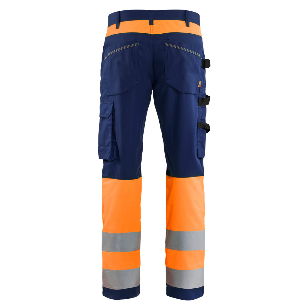 Blaklader 1708 Hi Vis Trouser Navy Blue Orange Back